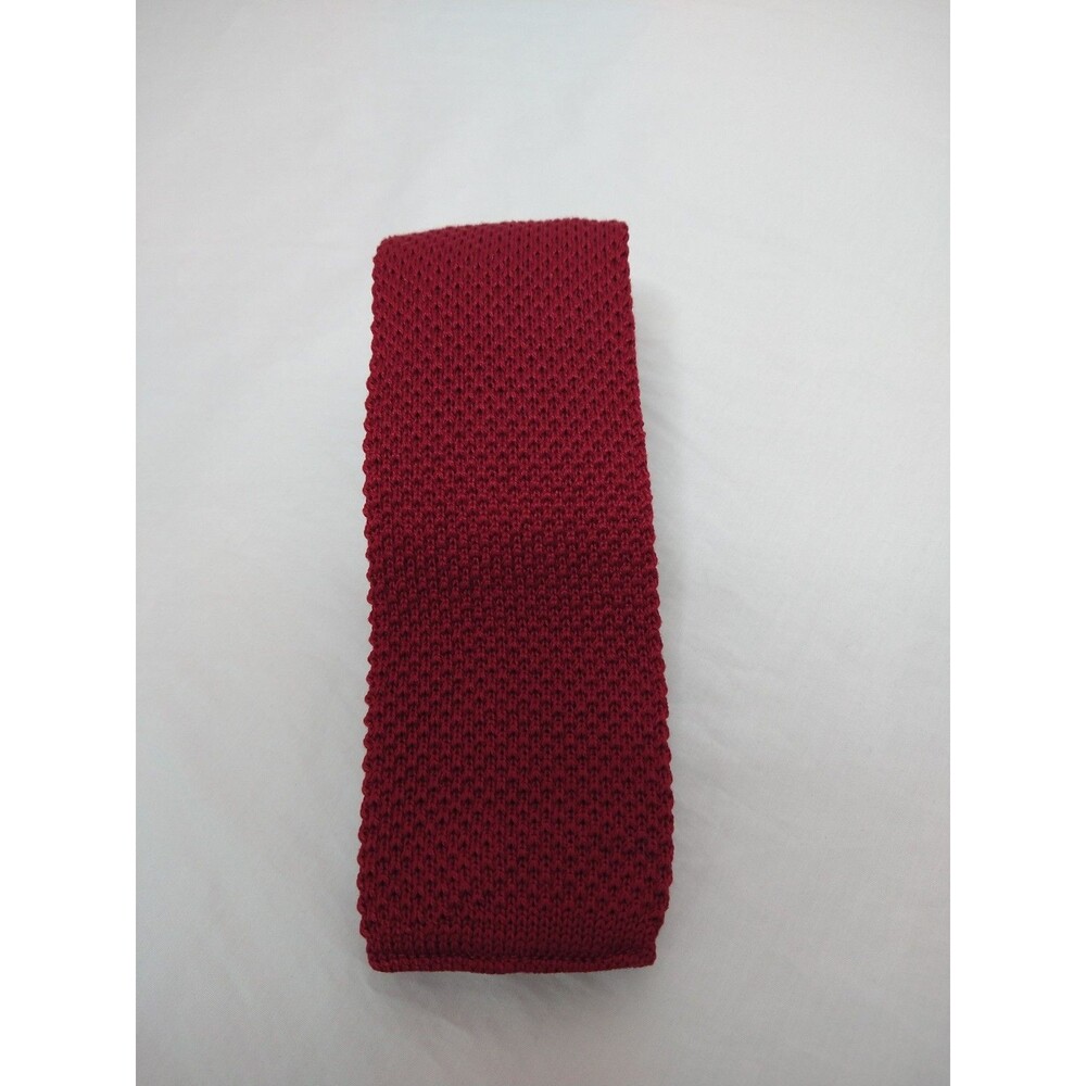 Sears Vintage Knit Tie Square End Cotton Red 100% Durene Cotton